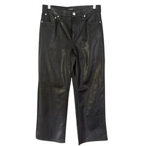 J. Crew Faux Leather Slim Wide Leg Pants Black Size 27